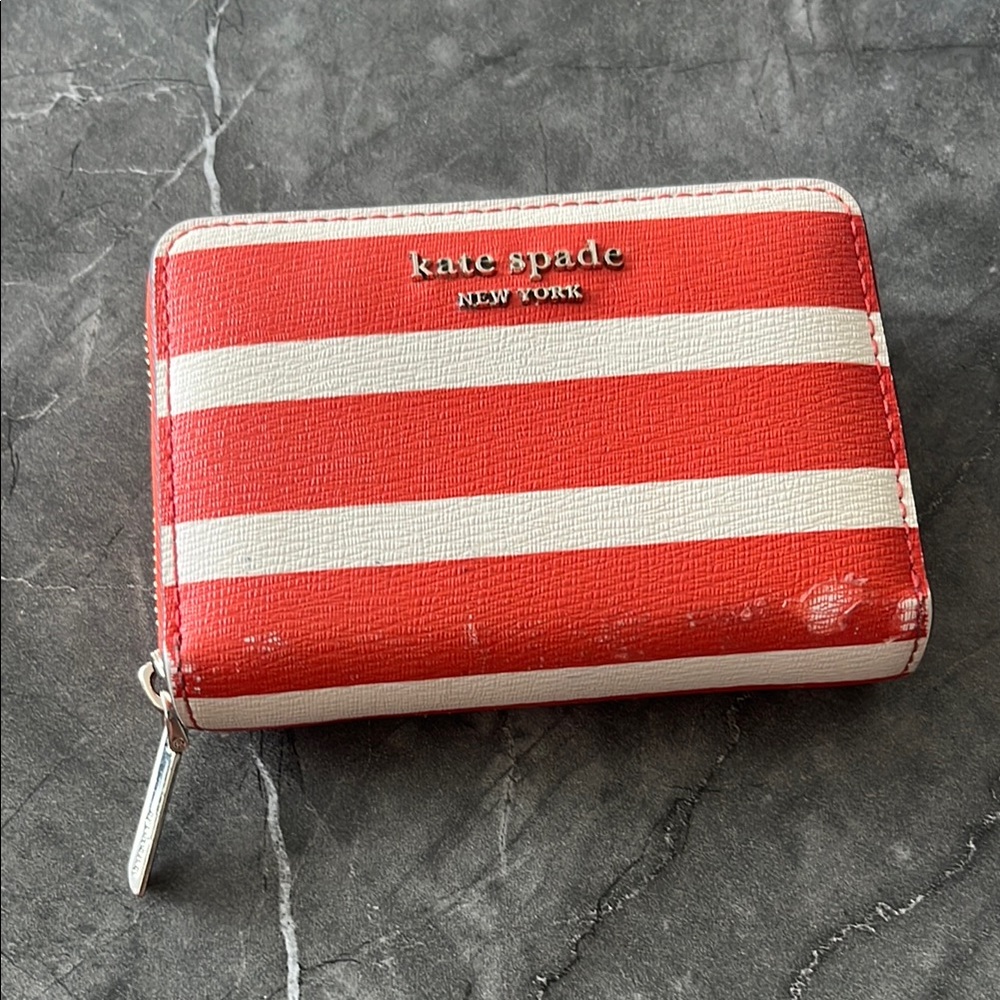 Kate Spade Orange and White Striped Wallet